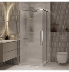 Душевое ограждение Niagara Nova NG-3624-34 (100х100х195) квадрат,хром,двери раздвиа,стекло шиншила