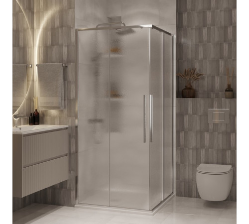 Душевое ограждение Niagara Nova NG-3624-34 (100х100х195) квадрат,хром,двери раздвиа,стекло шиншила