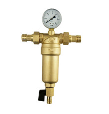 Фильтр с краном и манометром TIM JH1001  1/2" с металлическим корпусом
