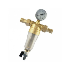 Фильтр с краном и манометром TIM JH1002  1/2" со стеклянным корпусом