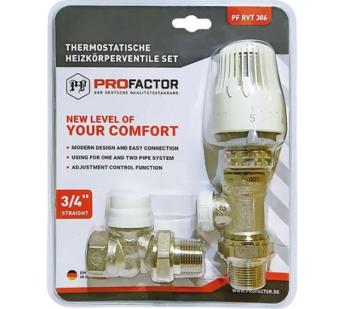 Комплект краны с термоголов. PF RVT 386 3/4" прямой на блистере