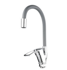 MIXXUS FANY 011 REFL.GREY ГАЙКА Смеситель для кухни на кар Ø40 c гибким изливом СЕРЫЙ ZINC (без подв