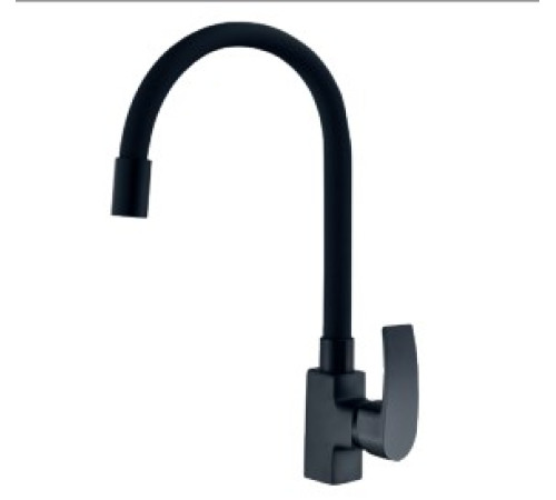 MIXXUS MAGNUM 011 BLACK REFL.BLACK ГАЙКА Смеситель для кухни на кар Ø35 с гибким ЧЕРНЫМ изливом корп