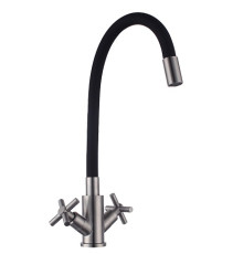 SUS FMARK 276  FS8442-01 Смеситель д/кухни ЧЁРНЫЙ гибкий букса 1/2.  нерж.sus304