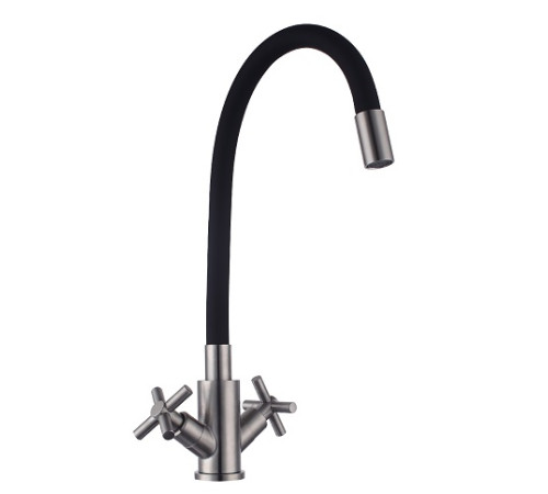SUS FMARK 276  FS8442-01 Смеситель д/кухни ЧЁРНЫЙ гибкий букса 1/2.  нерж.sus304