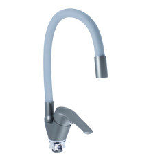 DNE8-KG-FA 113 (305)  DIONIS Смеситель  д/кухни ГРАФИТ гибкий СЕРЫЙ гайка к40 без шлангов