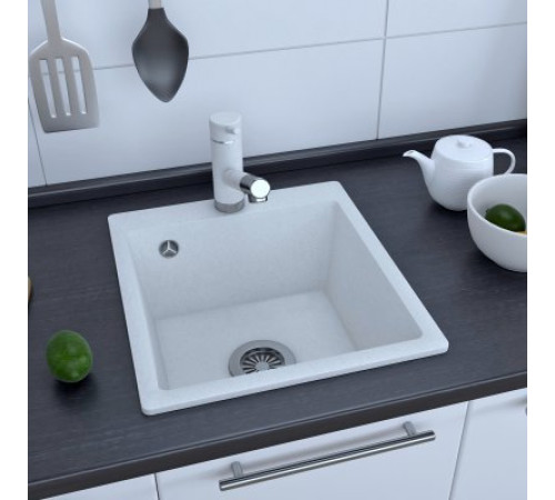 Кухонная мойка GranAlliance G-28 глянец, белый,410х410х185