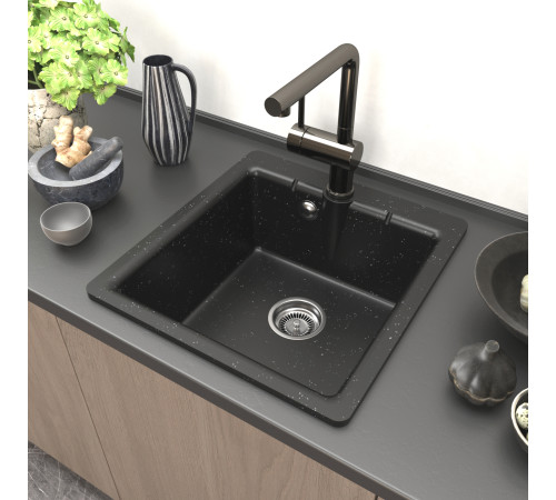 Кухонная мойка GranAlliance G-28 глянец, серый,410х410х185