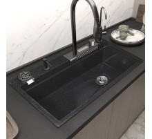 Кухонная мойка GranAlliance G-100к, графит,740х465х225 + СМЕСИТЕЛЬ ГРАФИТ
