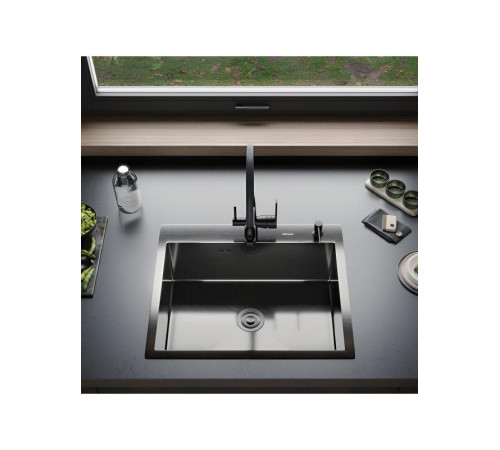 GERHANS K35050BD DECOR GRAFIT PVD мойка, кухонная премиум врезная, 500*500 графит