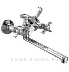 HB 2224 Смеситель двуручковый  для ванны длинный излив переключатель в корпусе хром