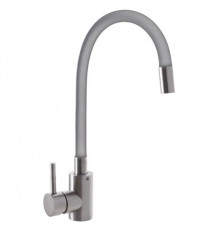 CHAMPION SUS-011 CHROME REFL GRAY ГАЙКА Смеситель для кухни на карт Ø35 с гибким силиконовым изливом