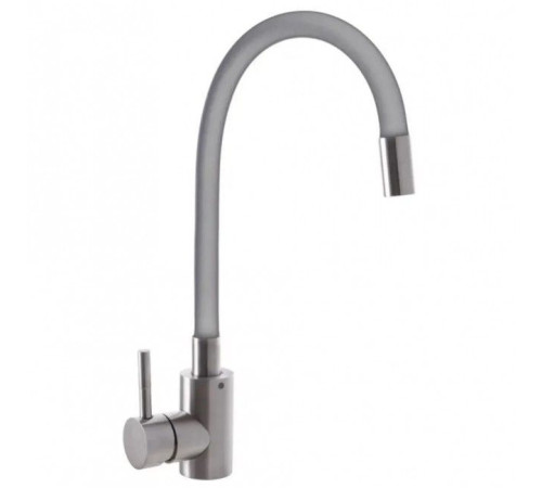 CHAMPION SUS-011 CHROME REFL GRAY ГАЙКА Смеситель для кухни на карт Ø35 с гибким силиконовым изливом