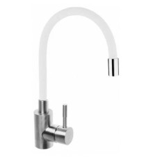 CHAMPION SUS-011 CHROME REFL WHITE ГАЙКА Смеситель для кухни на карт Ø35 с гибким силиконовым изливо