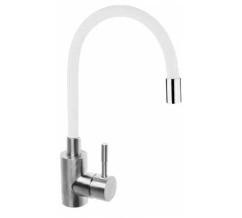 CHAMPION SUS-011 CHROME REFL WHITE ГАЙКА Смеситель для кухни на карт Ø35 с гибким силиконовым изливо