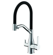 BELZ B78815-1 SATIN/BLACK Смеситель для кухни с подключением фильтра с гибким черным изливом