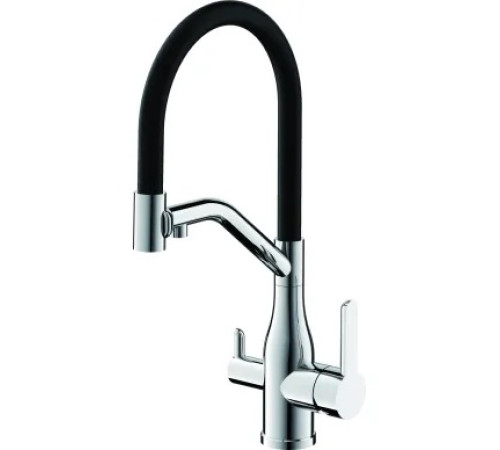 BELZ B78815-1 SATIN/BLACK Смеситель для кухни с подключением фильтра с гибким черным изливом
