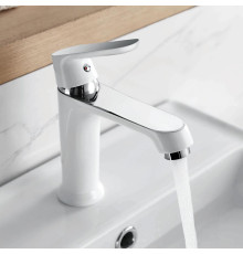 LEDEME L 1077W Белый+хром, смеситель для умывальника