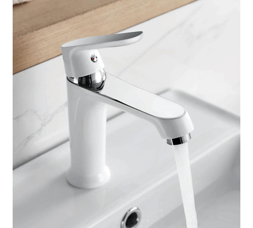 LEDEME L 1077W Белый+хром, смеситель для умывальника