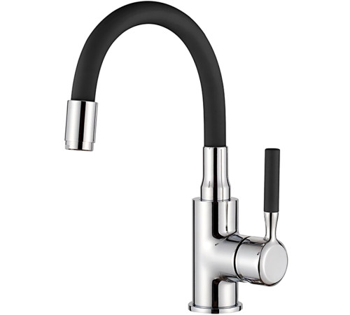 LEDEME L 1399-2 Смес. для умывальника+черный силиконовый излив