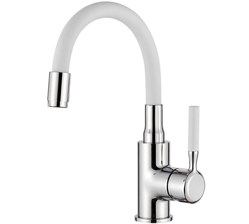 LEDEME L 1399-3 Смес. для умывальника+белый силиконовый излив