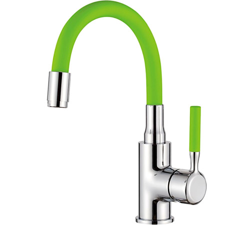 LEDEME L 1399-5 Смес. для умывальника+зеленый силиконовый излив
