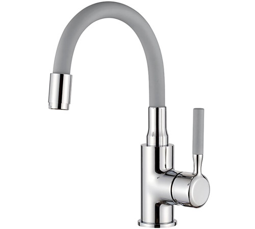 LEDEME L 1399-9 Смес. для умывальника+серый силиконовый излив