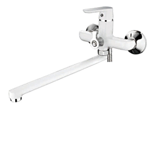 LEDEME L 2277W Белый+хром, смеситель для ванны + длин. изливом