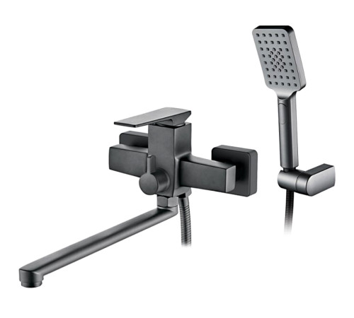 LEDEME L 2278U Графит, смеситель для ванны + длин. изливом