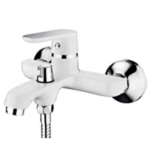 LEDEME L 3277W Белый+хром, смеситель для ванны + корот. изливом