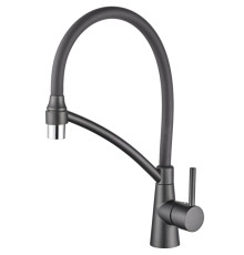 LEDEME L 4399U-12 Графит+графит, смеситель для кухни с силиконовым изливом