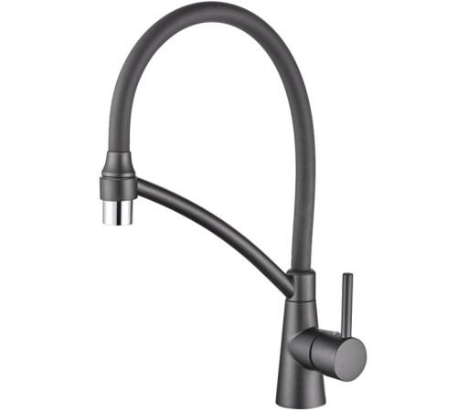 LEDEME L 4399U-12 Графит+графит, смеситель для кухни с силиконовым изливом