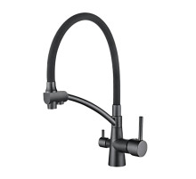 LEDEME L 4855U-12 Графит, смеситель для кухни с выходом питьевой воды