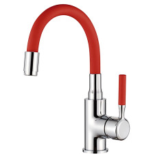 LEDEME L1399-1  Смес. для умывальника+красный  силиконовый излив