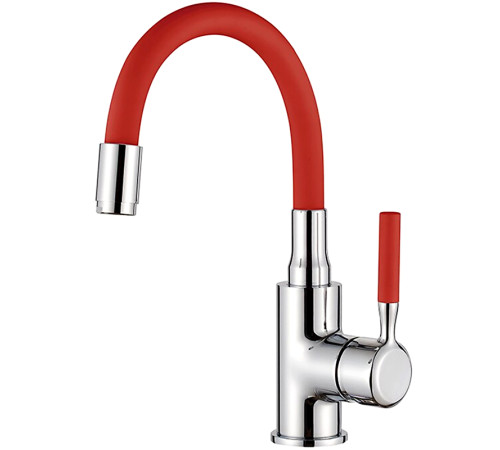 LEDEME L1399-1  Смес. для умывальника+красный  силиконовый излив