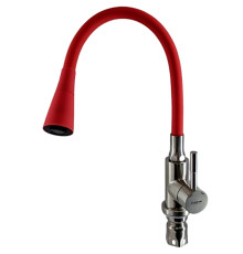 LEDEME L74199-1 Красный, смеситель для кухни с силиконовым изливом