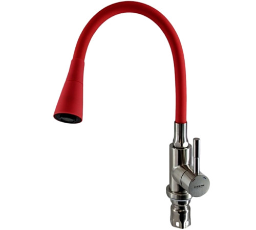 LEDEME L74199-1 Красный, смеситель для кухни с силиконовым изливом