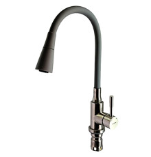 LEDEME L74199-9 Серый, смеситель для кухни с силиконовым изливом