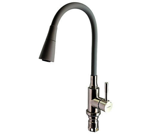 LEDEME L74199-9 Серый, смеситель для кухни с силиконовым изливом