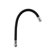 POTATO P70-1L BLACK Излив для умывальника гибкий силиконовый хром Длина 32см ЧЕРНЫЙ