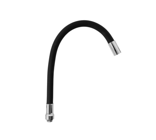 POTATO P70-1L BLACK Излив для умывальника гибкий силиконовый хром Длина 32см ЧЕРНЫЙ