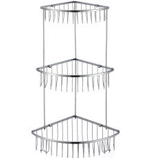 Полка угловая 3-ая НЕРЖ. ХРОМ  SAVOL  S-2514-3    26х26х52,5
