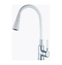 LEDEME L74199-3 WHITE Смеситель для кухни на карт 035 с гибким силиконовым БЕЛЫМ изливом 2-х режимны