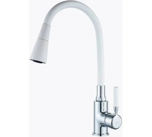 LEDEME L74199-3 WHITE Смеситель для кухни на карт 035 с гибким силиконовым БЕЛЫМ изливом 2-х режимны