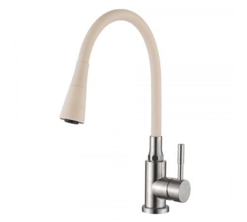 LEDEME L74199-16 бежевый, смеситель для кухни с силиконовым изливом